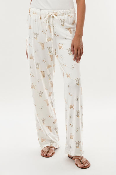 Canada Weather Gear Dog Print Wide Leg Pajama Pants - Beige - Womens Pajamas - Fairweather