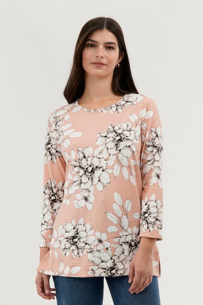 International INC Company Floral 3/4 Sleeve Blouse - Peach - Womens Shirts & Blouses - Fairweather