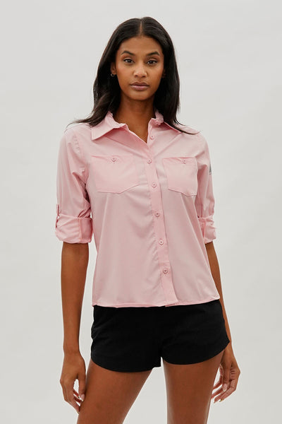 Canada Weather Gear Button Up Utility Shirt - Pink - Womens Shirts & Blouses - Fairweather