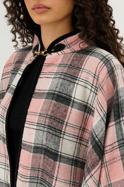 Canada Weather Gear Plaid Tartan Poncho - Pink - Womens Ponchos - Fairweather