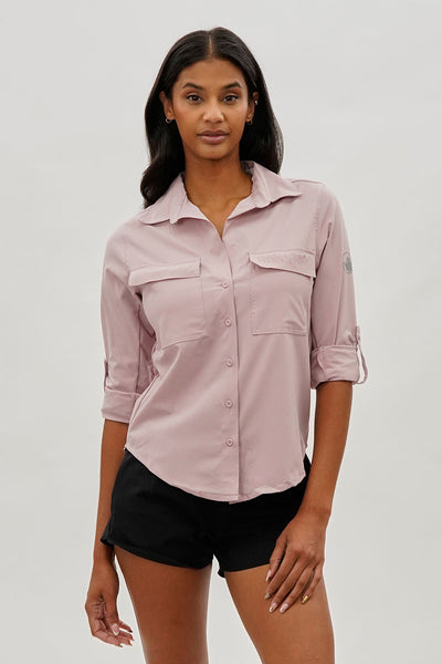 Canada Weather Gear Button Up Ripstop Utility Shirt - Pink - Womens Shirts & Blouses - Fairweather