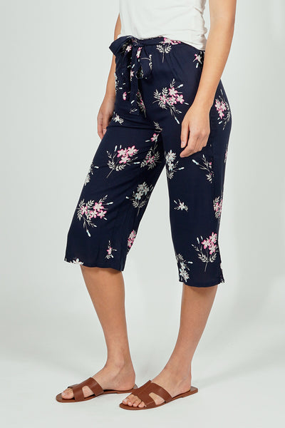 International INC Company Belted Floral Culotte Pants - Navy - Womens Pants - Fairweather