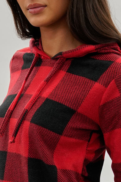 Canada Weather Gear Plaid Hooded Pajama Top - Red - Womens Pajamas - Fairweather