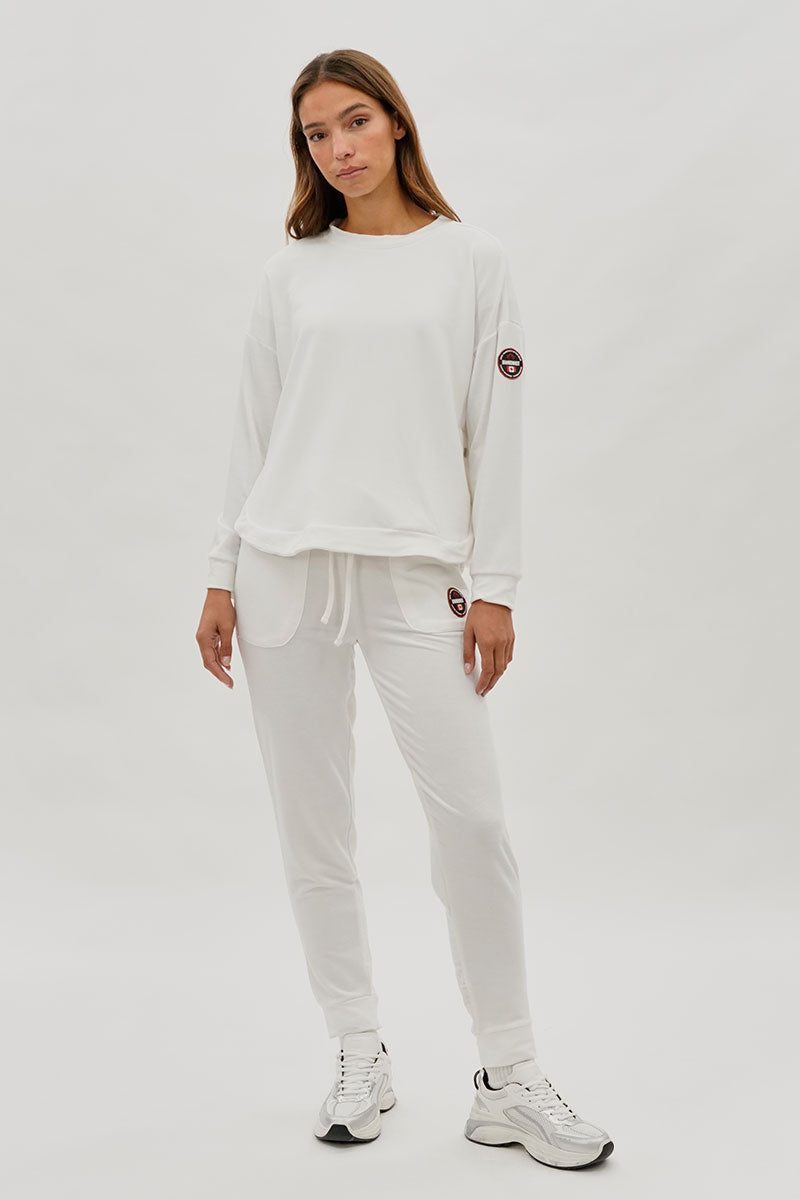 Pull Fahrenheit à épaules tombantes et boutons latéraux - Blanc