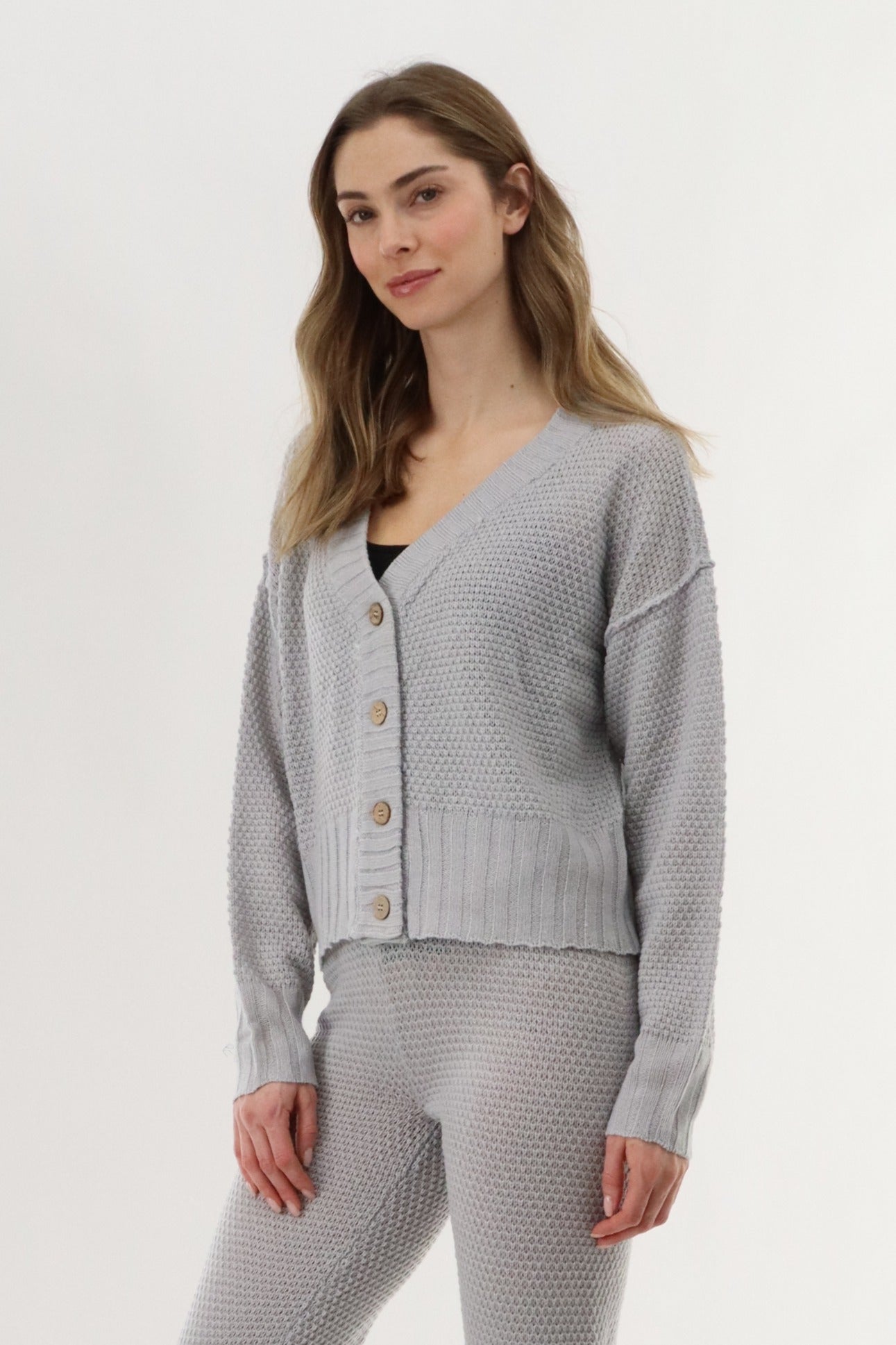 Runaway Bay V-Neck Knit Cardigan - Grey - Womens Cardigans - Fairweather