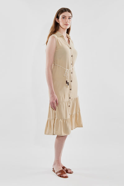 Stylexchange Rope Belted Button Down Day Dress - Beige - Womens Day Dresses - Fairweather