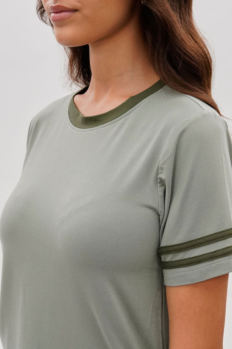 Stylexchange Vintage Striped Ringer Tee - Olive
