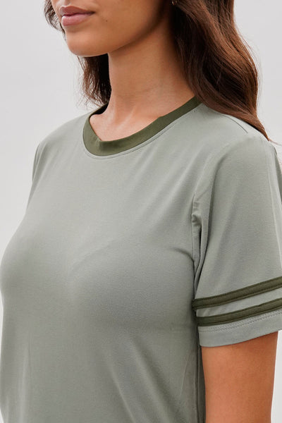 Stylexchange Vintage Striped Ringer Tee - Olive