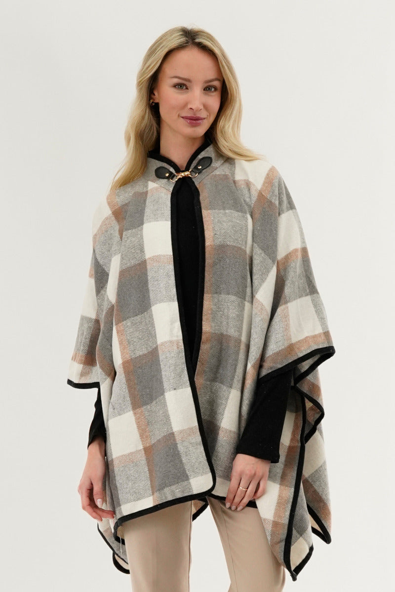 Canada Weather Gear Plaid Poncho - Beige - Womens Ponchos - Fairweather