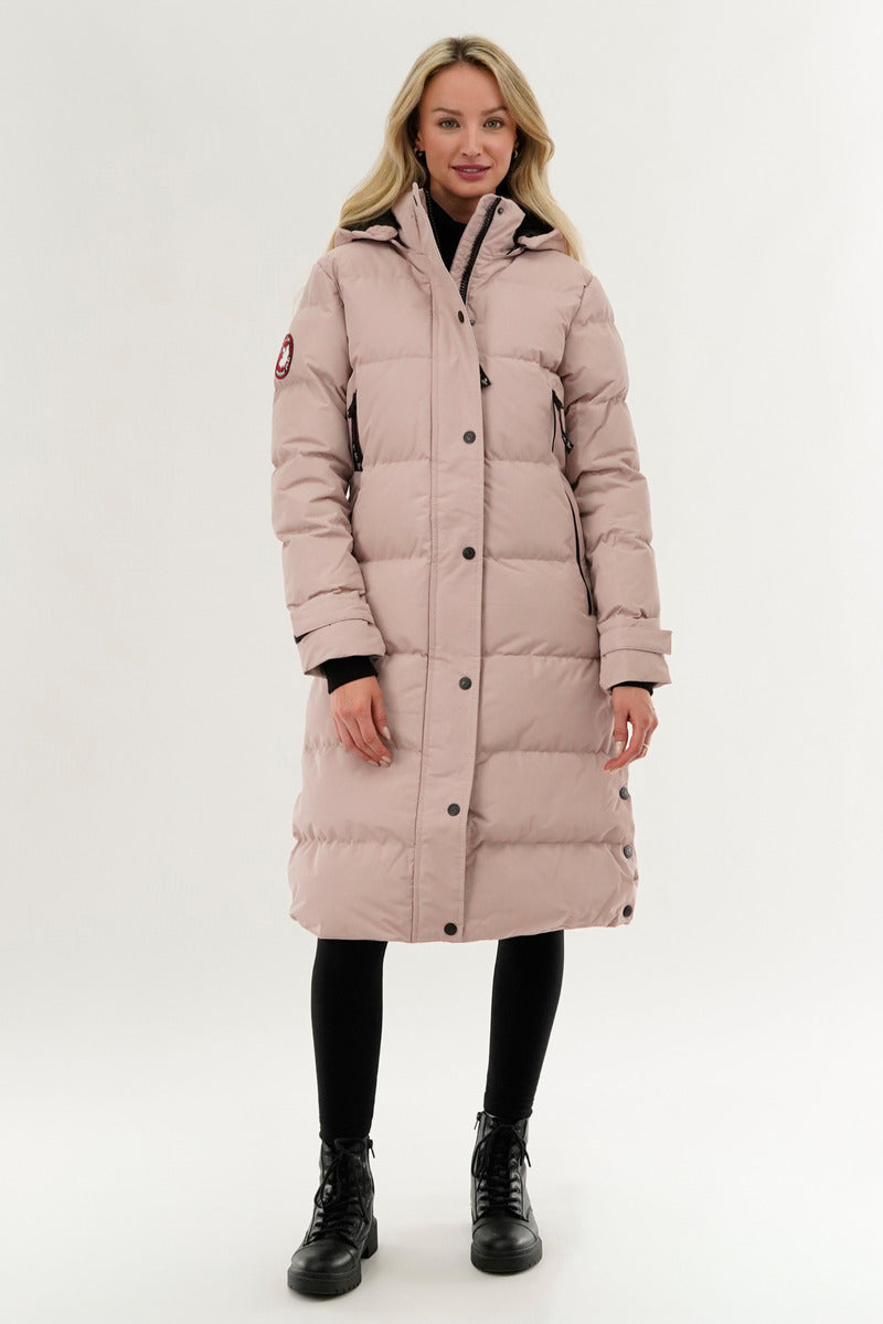 Canada Weather Gear Quilted Maxi Parka Jacket - Pink - Womens Parka Jackets - Fairweather