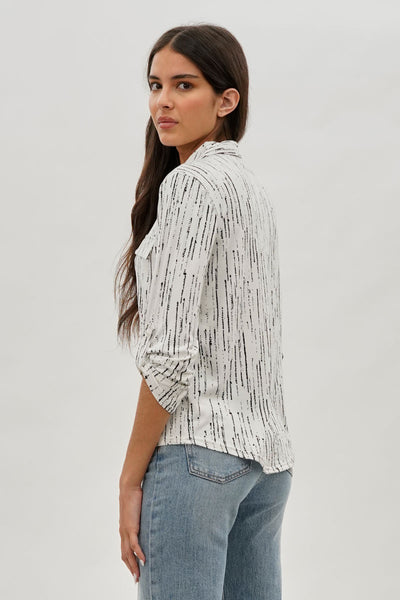 Majora Patterned Collared Blouse - White - Womens Shirts & Blouses - Fairweather