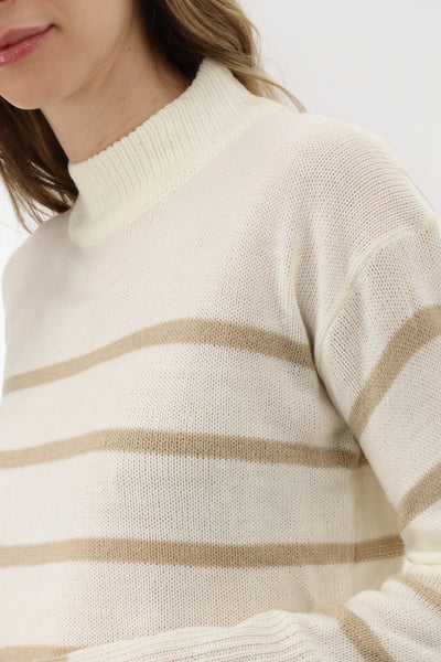 Beechers Brook Striped Knit Pullover Sweater - Cream - Womens Pullover Sweaters - Fairweather
