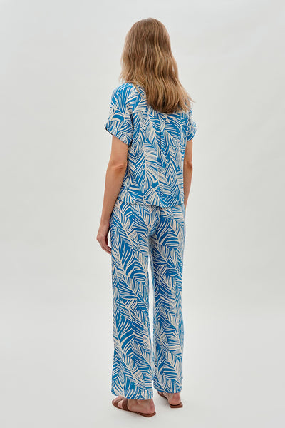 International INC Company Leaf Print Wide Leg Pants - Blue - Womens Pants - Fairweather