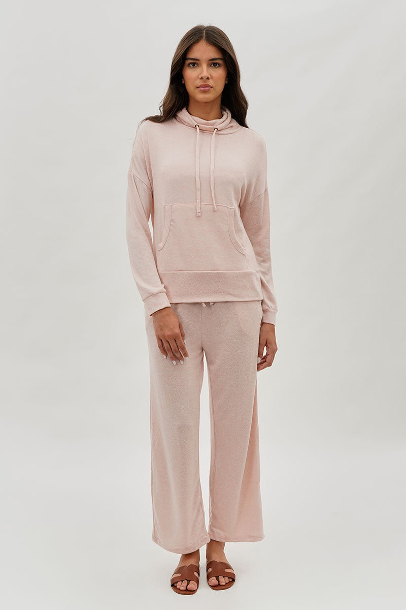 Fahrenheit Wide Leg Drawstring Sweatpants - Blush - Womens Joggers & Sweatpants - Fairweather