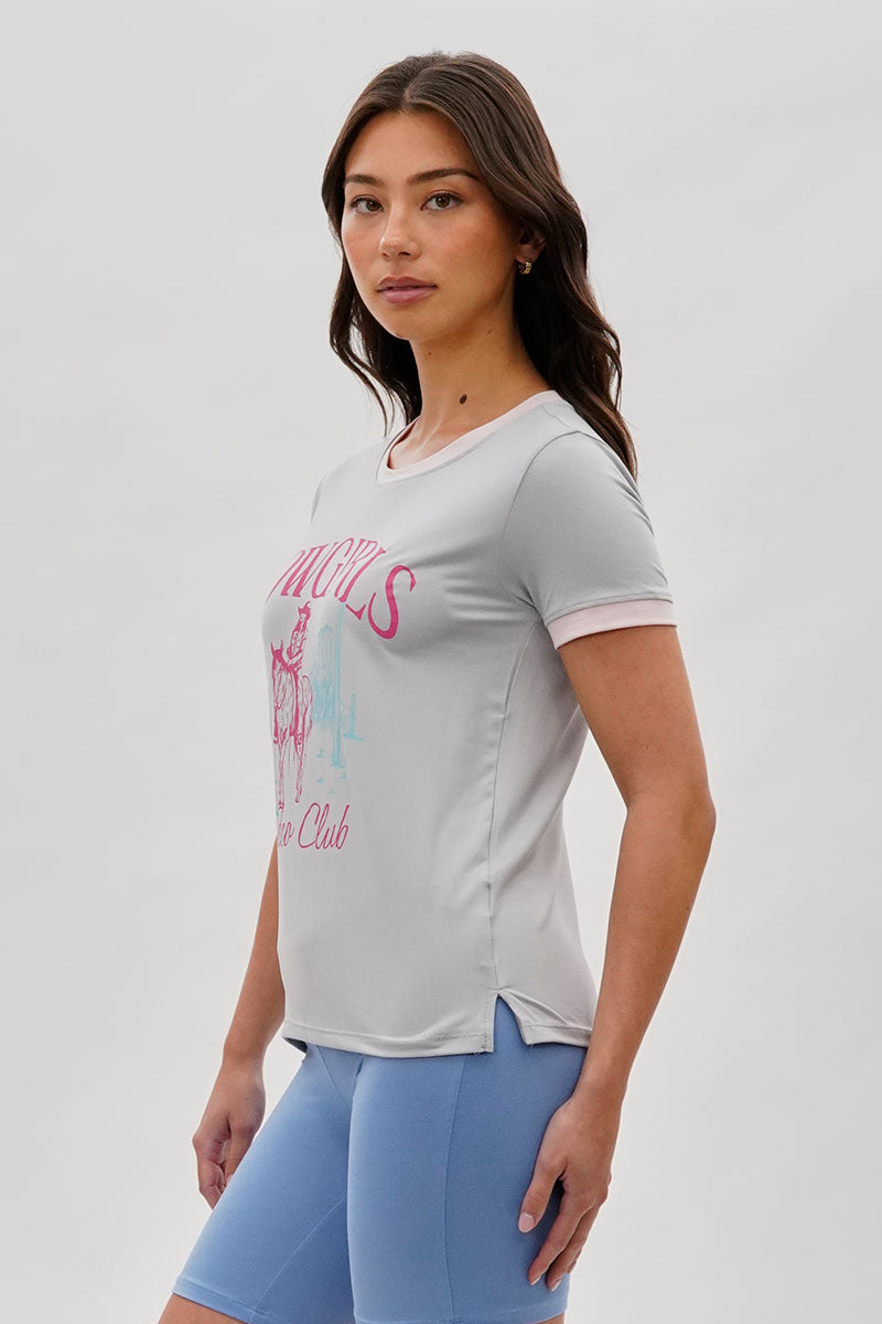 Stylexchange Vintage Cowgirl Graphic Ringer Tee - Grey - Womens Tees & Tank Tops - Fairweather