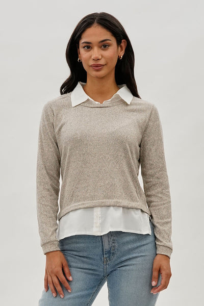 International INC Company Collared Pullover Sweater - Cream - Womens Pullover Sweaters - Fairweather