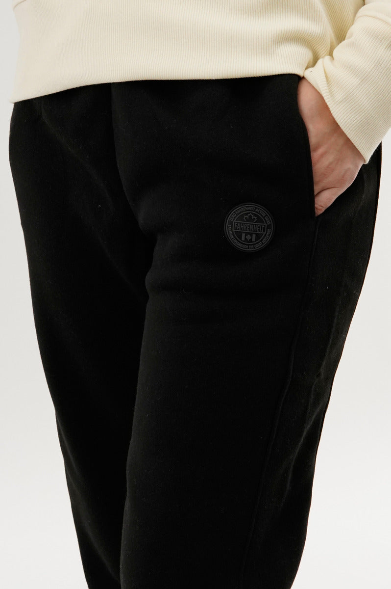 Fahrenheit Tie Waist Fleece Joggers - Black