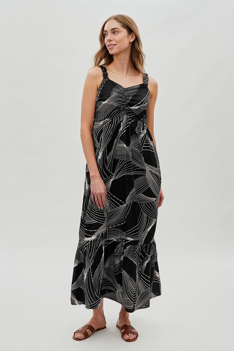 Beechers Brook Ruched Strap Maxi Dress - Black - Womens Maxi Dresses - Fairweather