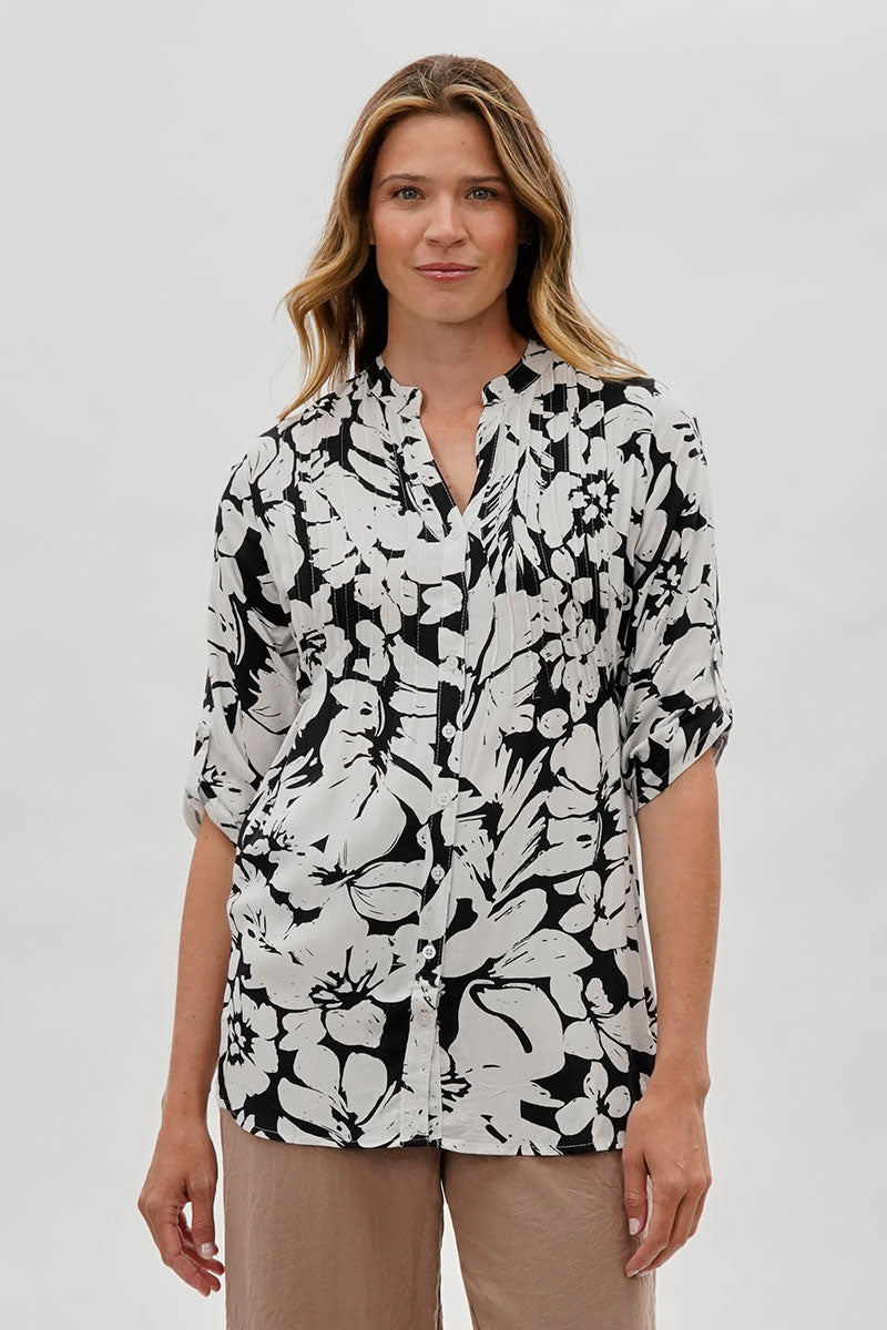 International INC Company Floral Back Tie Blouse - Black - Womens Shirts & Blouses - Fairweather