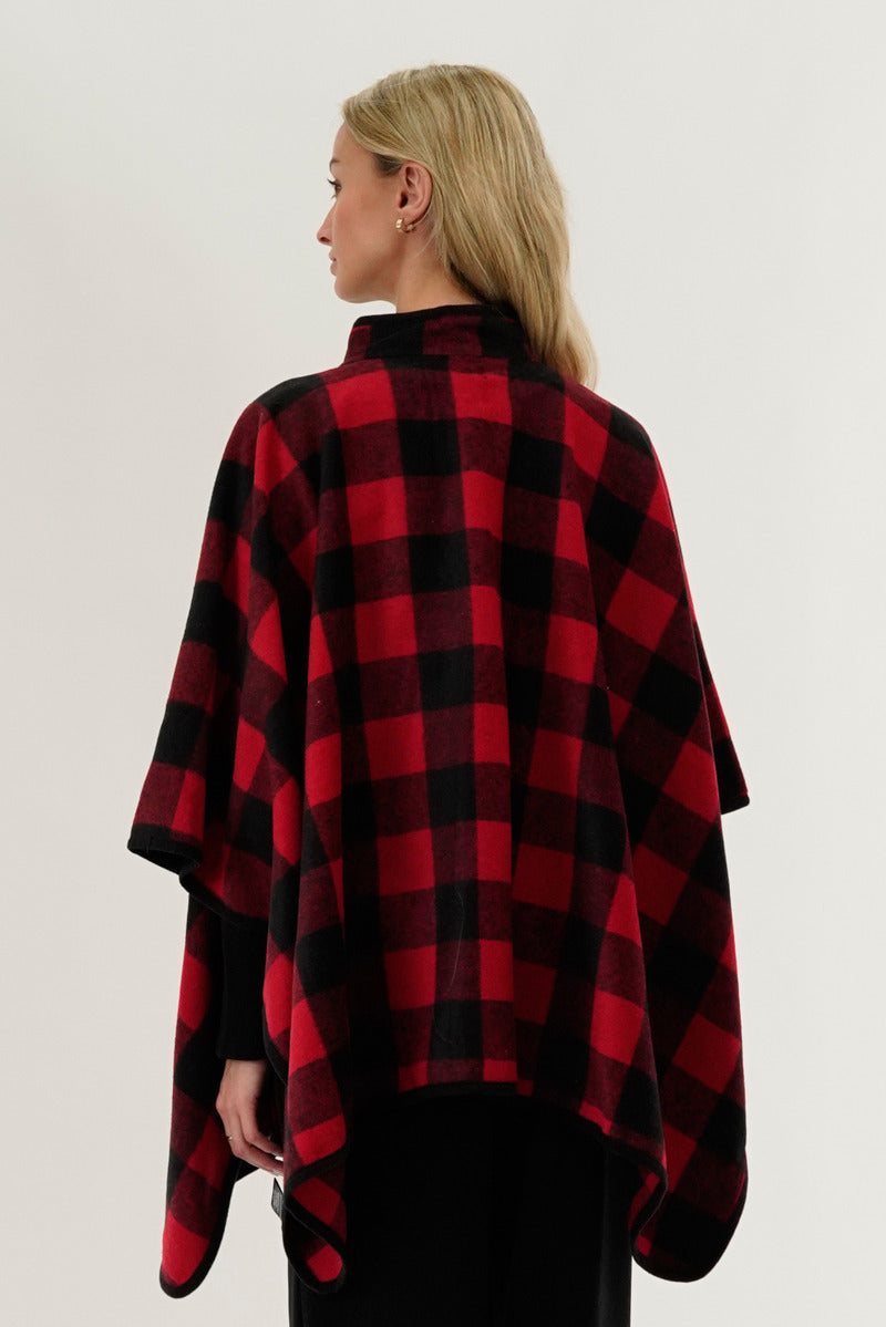 Canada Weather Gear Plaid Poncho - Red - Womens Ponchos - Fairweather