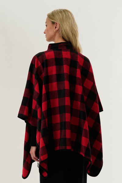 Canada Weather Gear Plaid Poncho - Red - Womens Ponchos - Fairweather