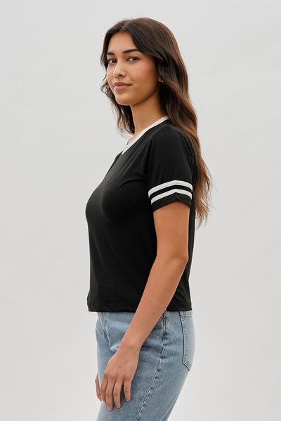 Stylexchange Vintage Striped Ringer Tee - Black - Womens Tees & Tank Tops - Fairweather