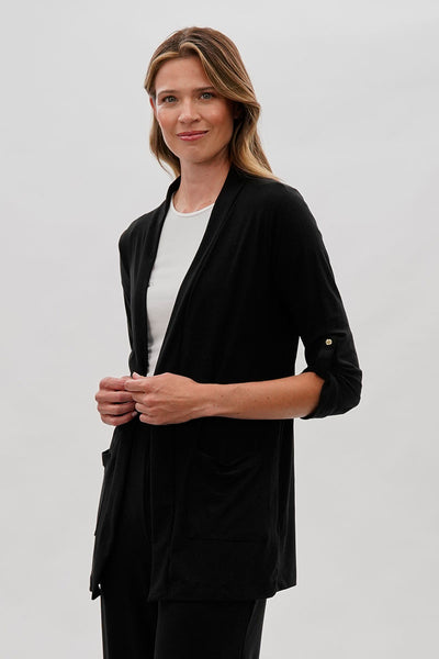 Costa Blanca Open Lightweight Wrap Cardigan - Black - Womens Cardigans - Fairweather