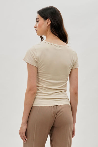 Costa Blanca Square Neck Tee - Beige - Womens Tees & Tank Tops - Fairweather