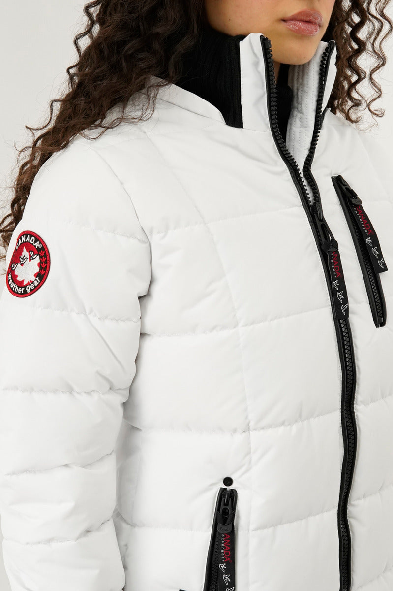 Canada Weather Gear Square Quilted Parka Jacket - White - Womens Parka Jackets - Fairweather
