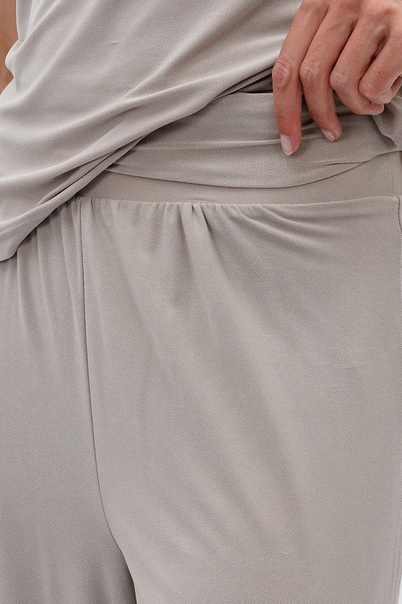 Costa Blanca Wide Leg Fold Over Pants - Cream - Womens Pants - Fairweather