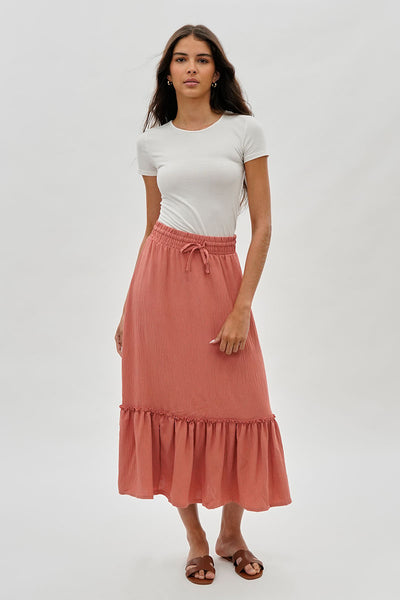 Stylexchange Vintage Tiered Cinched Skirt - Coral - Womens Skirts - Fairweather