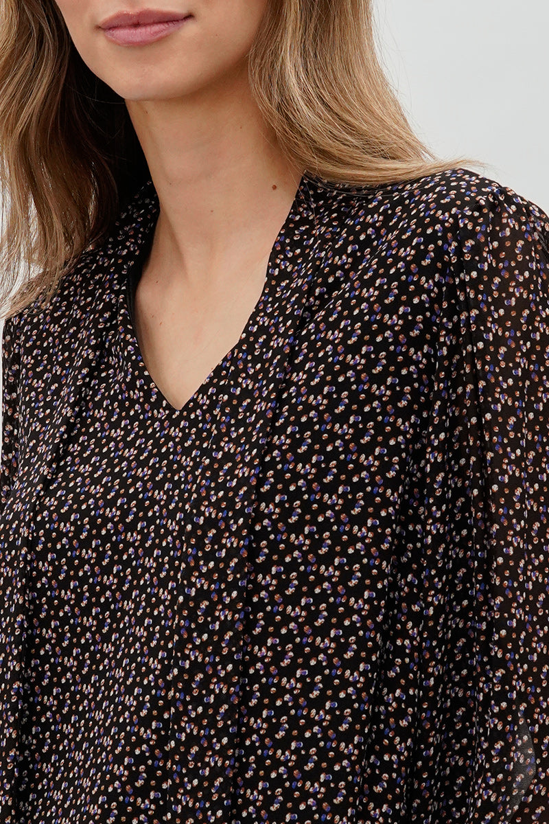 Beechers Brook Tie-Neck Chiffon Blouse - Black - Womens Shirts & Blouses - Fairweather