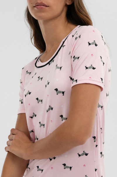 Canada Weather Gear Dog Print Tunic Pajama Top - Pink - Womens Pajamas - Fairweather