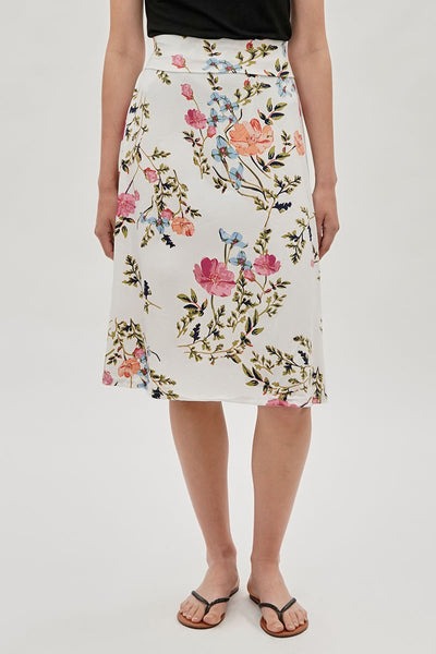 International INC Company Floral Fold Over Midi Skirt - White - Womens Skirts - Fairweather