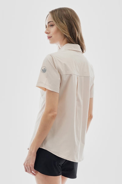 Canada Weather Gear Button Up Short Sleeve Shirt - Cream - Womens Shirts & Blouses - Fairweather