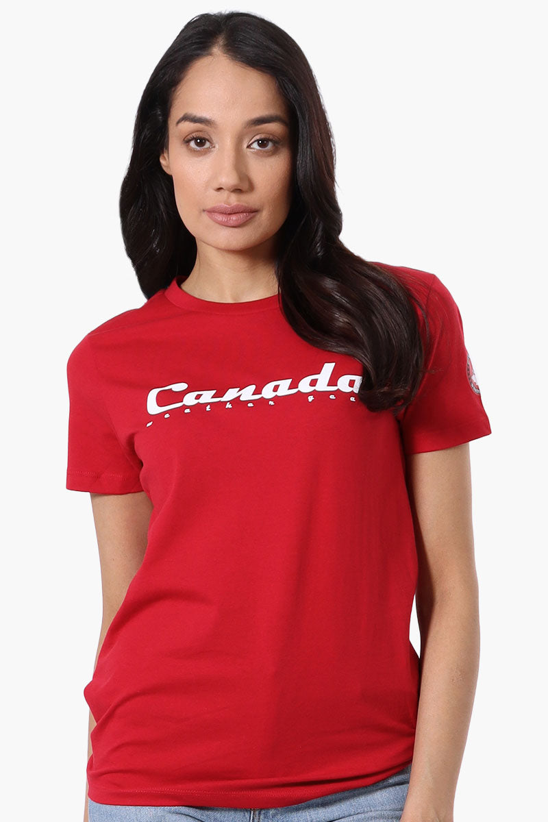 Canada Weather Gear Chest Logo Print Tee - Red - Womens Tees & Tank Tops - Fairweather