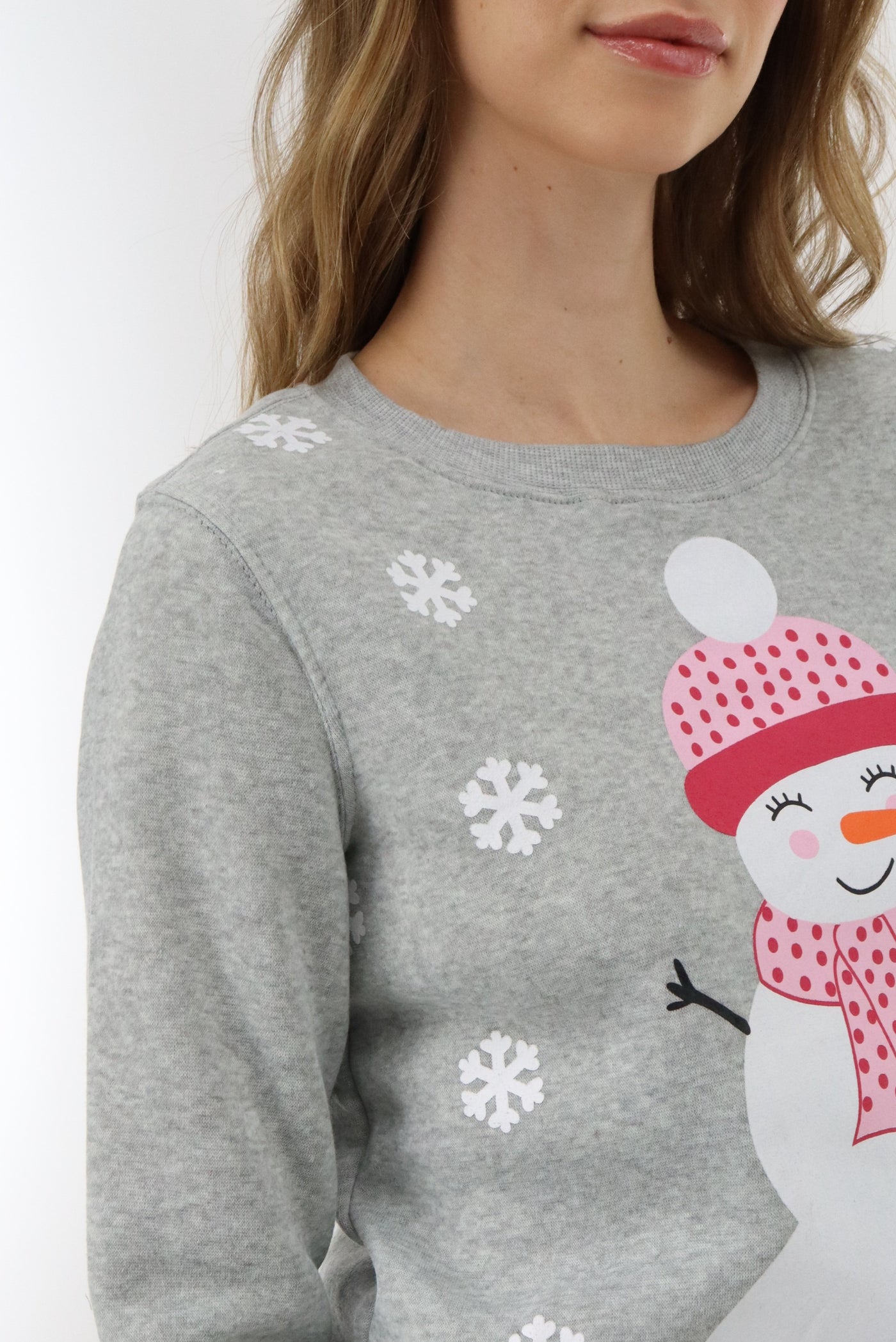 Festive Snowman Christmas Sweater - Grey - Womens Christmas Sweaters - Fairweather