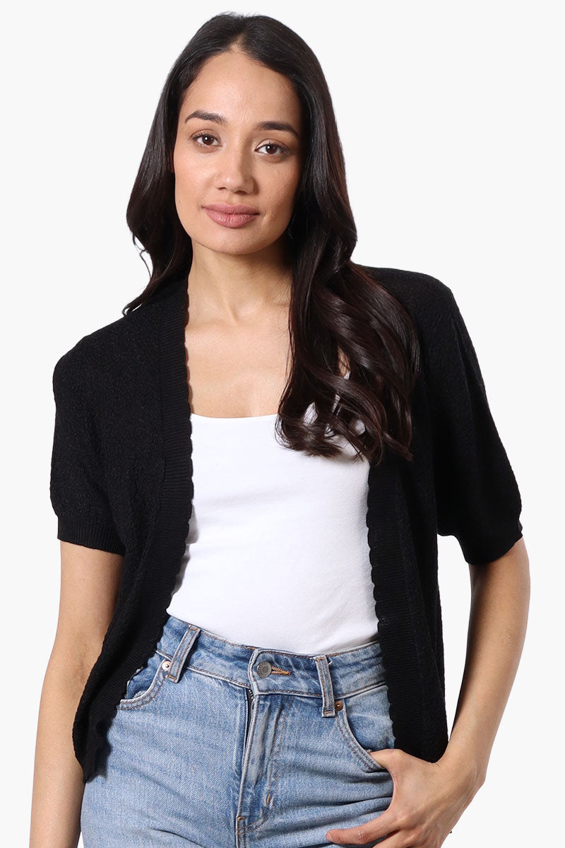 Beechers Brook Textured Open Shrug Cardigan - Black - Womens Cardigans - Fairweather