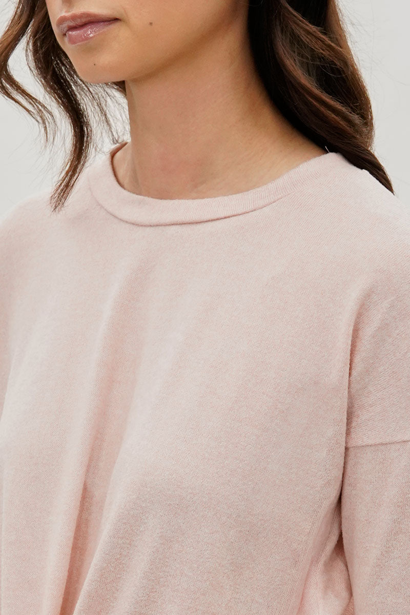 Fahrenheit Front Twist Drop Shoulder Long Sleeve Top - Blush - Womens Long Sleeve Tops - Fairweather