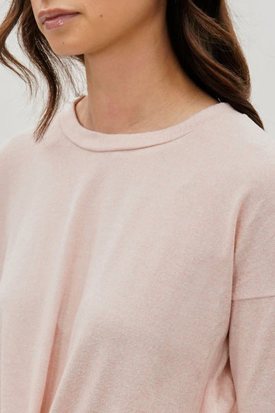 Fahrenheit Front Twist Drop Shoulder Long Sleeve Top - Blush - Womens Long Sleeve Tops - Fairweather