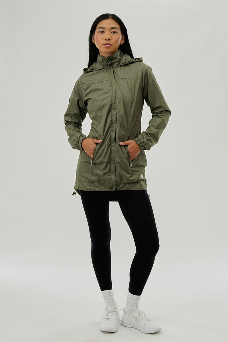Canada Weather Gear Long Hooded Lightweight Jacket - Olive - Womens Moto Jackets - Fairweather