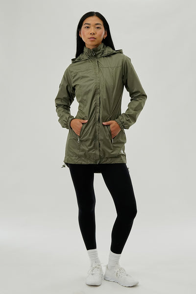 Canada Weather Gear Long Hooded Lightweight Jacket - Olive - Womens Moto Jackets - Fairweather