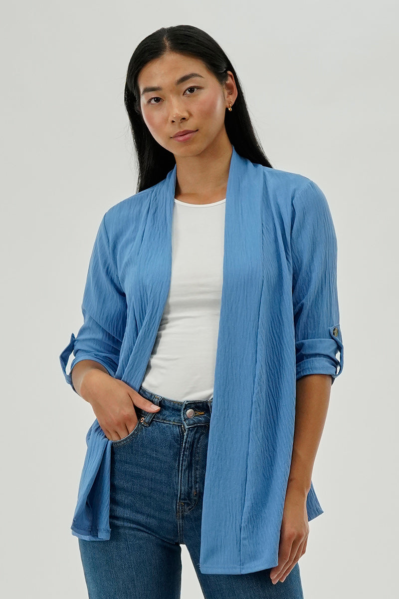 Urbanology Lightweight Wrap Cardigan - Blue - Womens Cardigans - Fairweather