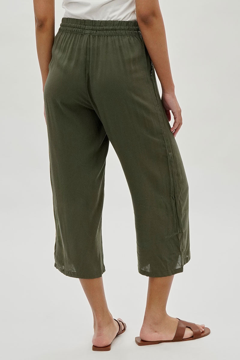 International INC Company Cropped Tie Waist Pants - Olive - Womens Pants - Fairweather