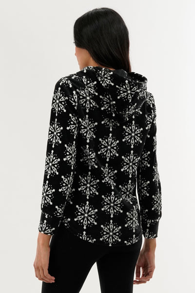 Canada Weather Gear Festive Print Hooded Pajama Top - Black - Womens Pajamas - Fairweather