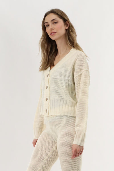 Runaway Bay V-Neck Knit Cardigan - Cream - Womens Cardigans - Fairweather