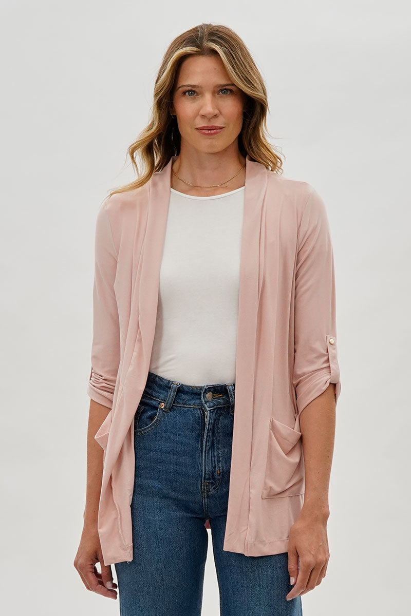 Costa Blanca Open Lightweight Wrap Cardigan - Blush - Womens Cardigans - Fairweather