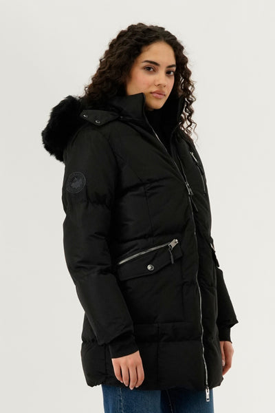 Canada Weather Gear Faux Fur Lined Hood Parka Jacket - Black - Womens Parka Jackets - Fairweather
