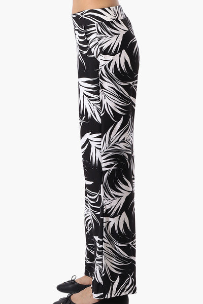Beechers Brook Leaf Print Wide leg Pants - Black - Womens Pants - Fairweather