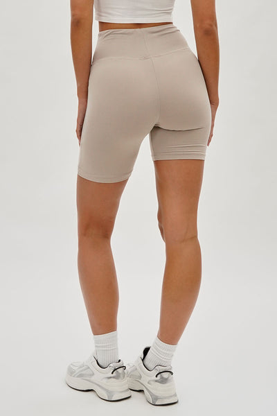 Mikk High-Waisted Biker Shorts - Beige - Womens Shorts & Capris - Fairweather